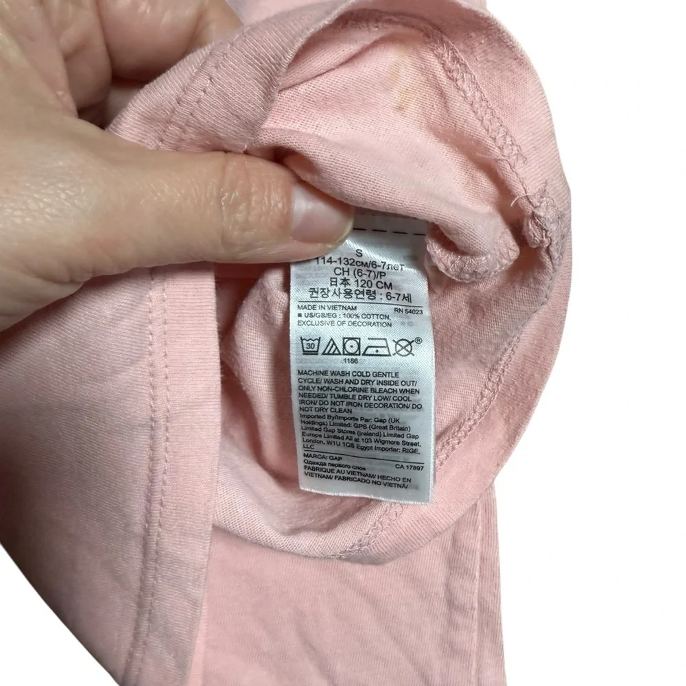 Gap Kids Pink Sequin Star Short Sleeve Tee Shirt Girls Size S 6/7